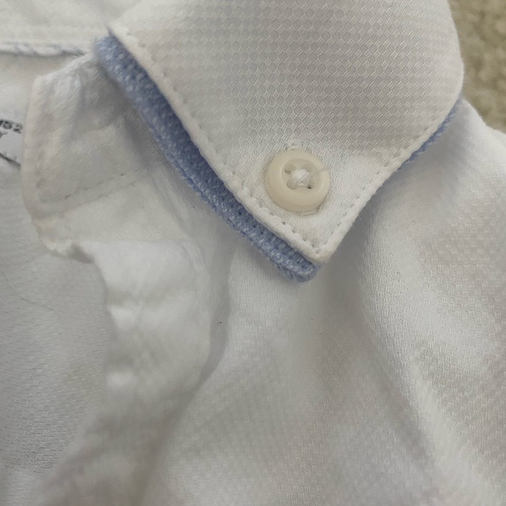 Zara 11-12 boys white slim fit two-tone collar (white/blue)